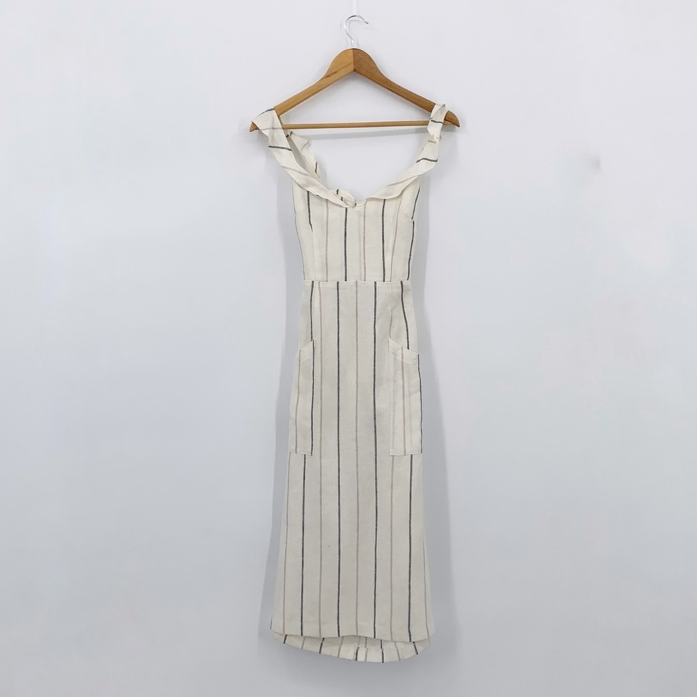 Reformation Linen Blue stripe midi dress size 0